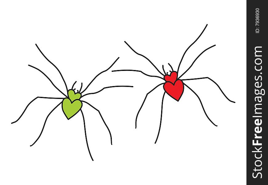 Vector illustration of two spiders in love