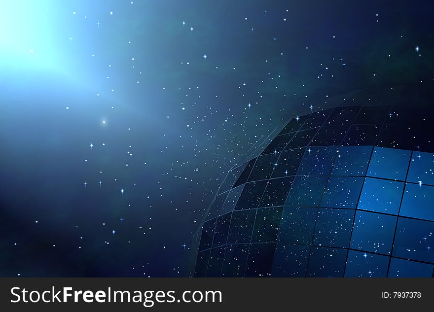 Blue space background galaxy with stars and globe. Blue space background galaxy with stars and globe