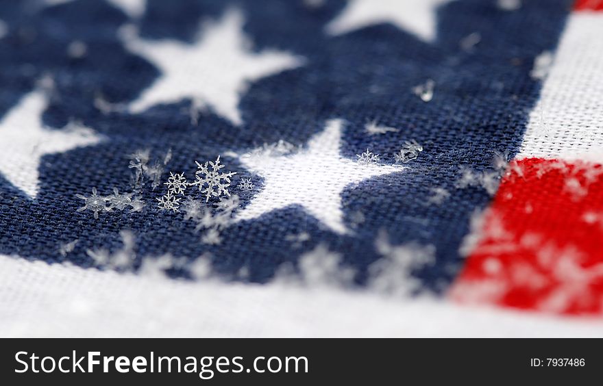 Snowflakes On A Background A Flag