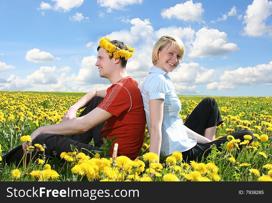 Happy loving couple relaxing outdoors. Happy loving couple relaxing outdoors