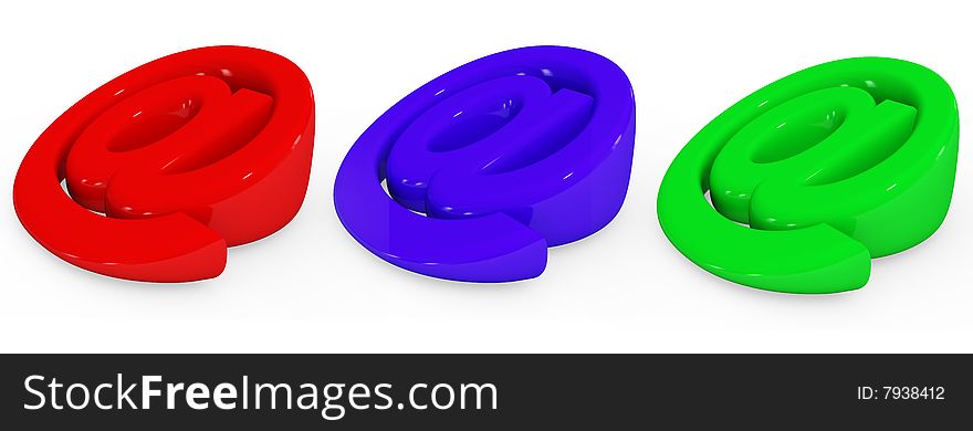 3D generated red green blue email signs