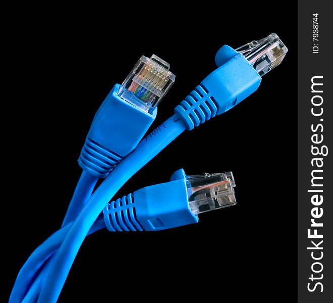 Three intertwined seeking top, blue Internet cable blue. Three intertwined seeking top, blue Internet cable blue