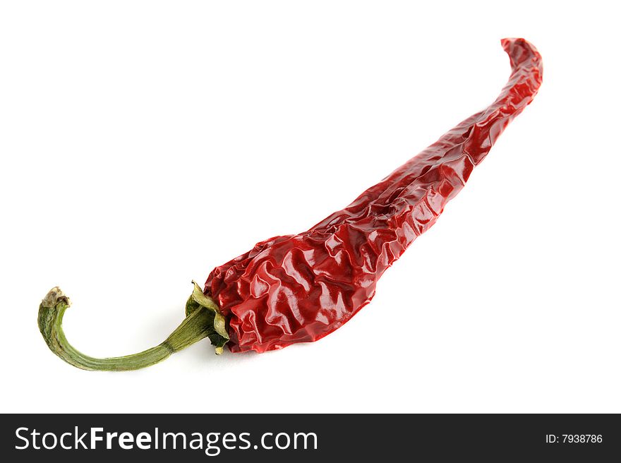 Dried red hot chili pepper isolated on white. Dried red hot chili pepper isolated on white