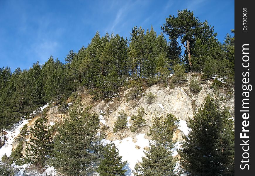 Beautiful mountain landscape with clear blue sky