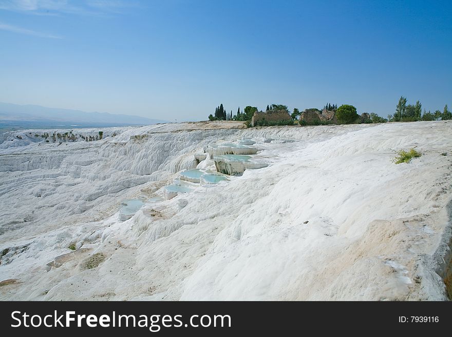 Landscape of Pamukkale in Turkey