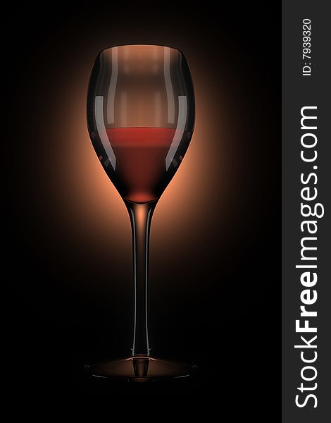 Red wine in a glass in a dark mood