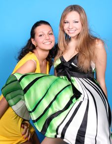 Two Girls Having Fun In Studio Stock Images Two Girls Having Fun In Studio Stock Images