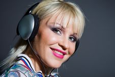 Fashion Woman Listening Music In Headphones Royalty Free Stock Photo Fashion Woman Listening Music In Headphones Royalty Free Stock Photo