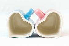 Two Heart-shape Cups On White Background Royalty Free Stock Image Two Heart-shape Cups On White Background Royalty Free Stock Image