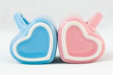 Two Heart-shape Cups On White Background Royalty Free Stock Photo Two Heart-shape Cups On White Background Royalty Free Stock Photo