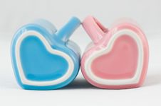 Two Heart-shape Cups On White Background Royalty Free Stock Photos Two Heart-shape Cups On White Background Royalty Free Stock Photos