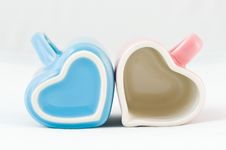 Two Heart-shape Cups On White Background Royalty Free Stock Images Two Heart-shape Cups On White Background Royalty Free Stock Images