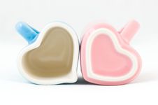 Two Heart-shape Cups On White Background Stock Image Two Heart-shape Cups On White Background Stock Image