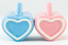 Two Heart-shape Cups On White Background Stock Photos Two Heart-shape Cups On White Background Stock Photos