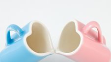 Two Heart-shape Cups On White Background Royalty Free Stock Photo Two Heart-shape Cups On White Background Royalty Free Stock Photo