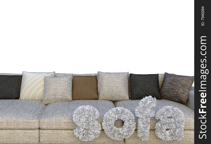 Comfortable sofa with a pilow,text and white background. Comfortable sofa with a pilow,text and white background.
