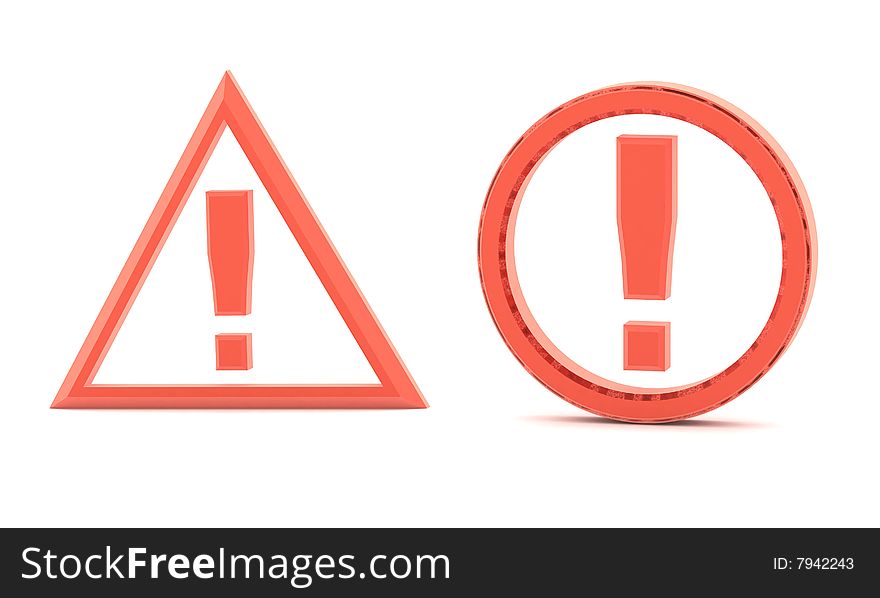 Two Isolated traffic sign red