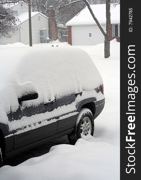 Image of snow covered car. Image of snow covered car