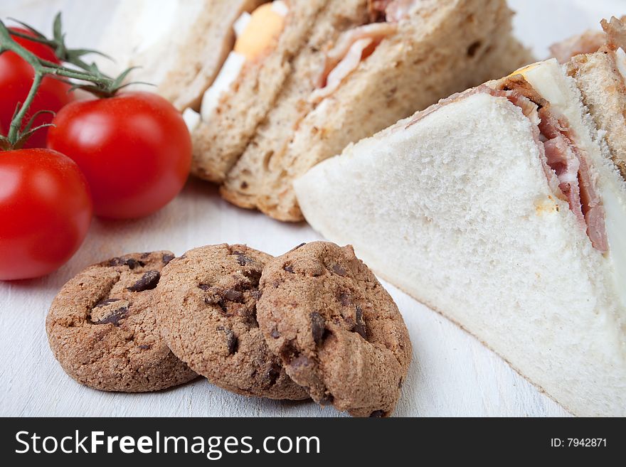 Cookies With Fresh Bacon And Egg Sandwiches