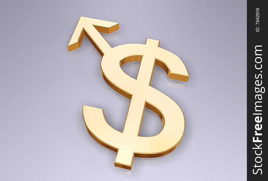 Sign of dollar as a fellow on a light background. Sign of dollar as a fellow on a light background