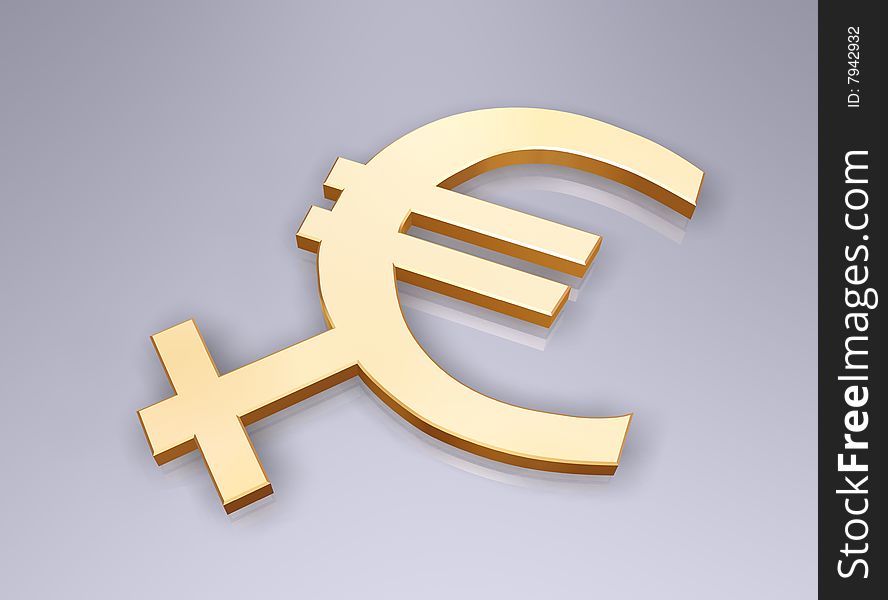 Sign of euro as a girl on a light background