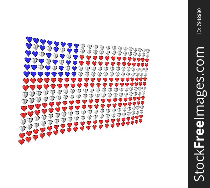 3D illustration of USA flag over a white background. 3D illustration of USA flag over a white background