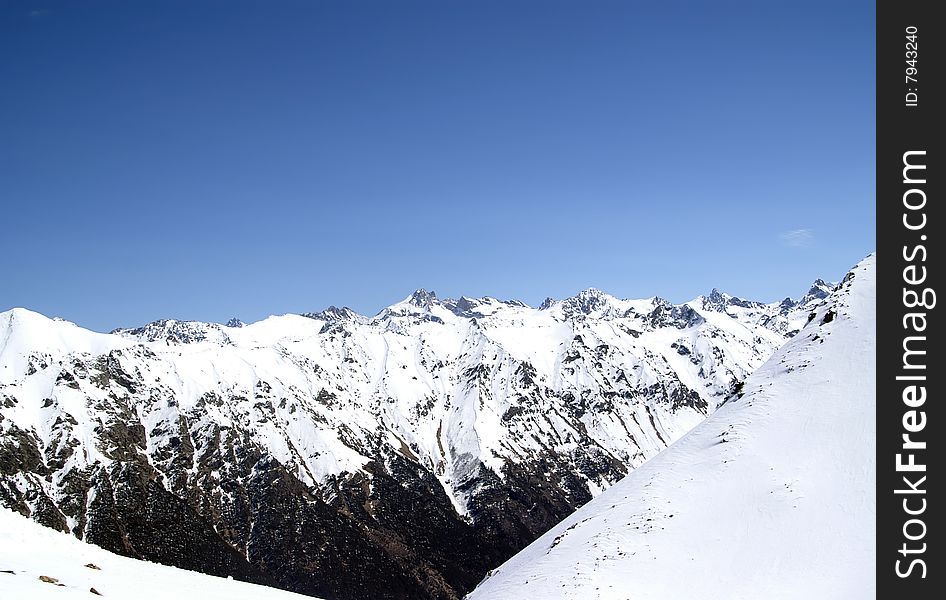 Ski resort. Caucasus Mountains. Dombaj