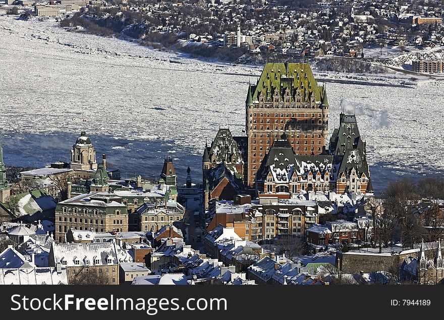 Chateau frontenac from the air. Chateau frontenac from the air