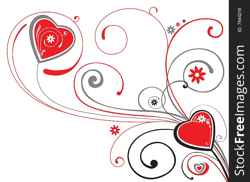 Graceful background with curls and hearts. Graceful background with curls and hearts