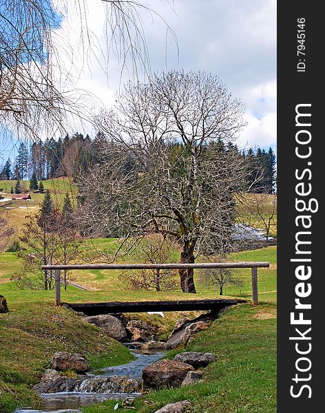 Beautiful landscape in rural Bavaria, Southern Germany. The photo was taken near Oberstaufen in spring. Beautiful landscape in rural Bavaria, Southern Germany. The photo was taken near Oberstaufen in spring.