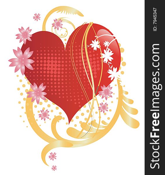 Illustration of floral background with a heart. Vector illustartion. Illustration of floral background with a heart. Vector illustartion