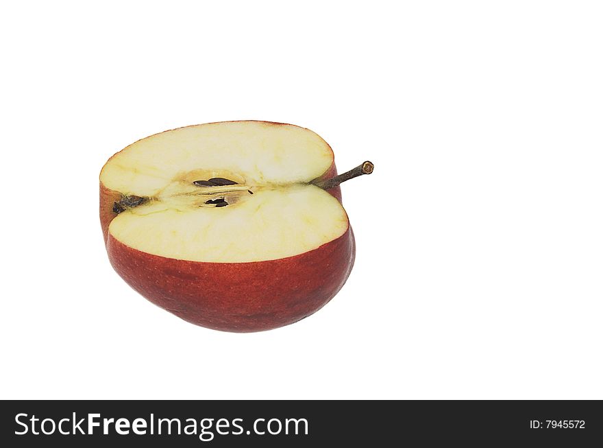 Cut red apple isolated over white