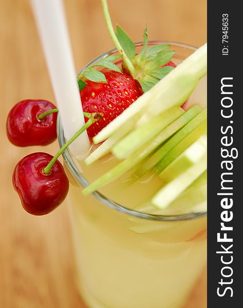 Summer coctail with fresh fruits