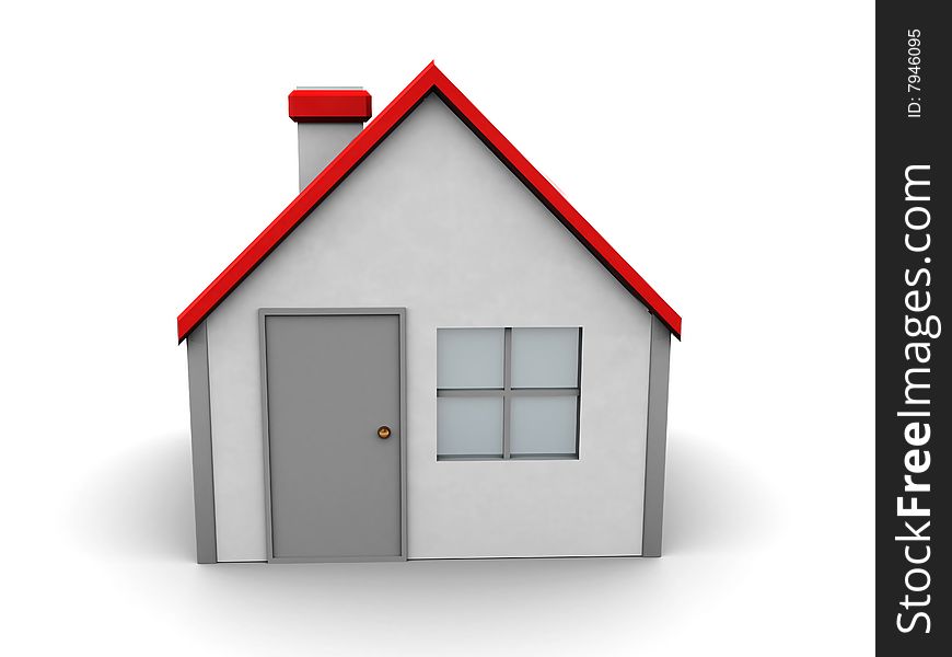 3d illustration of toy house over white background