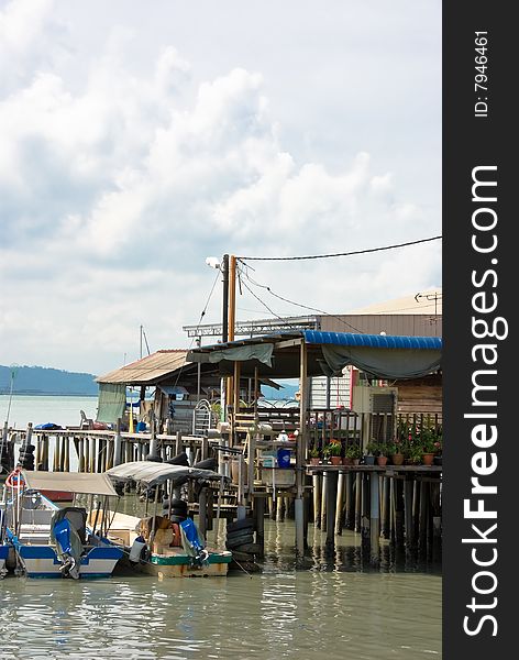 Old fishing pier in penang, malaysia