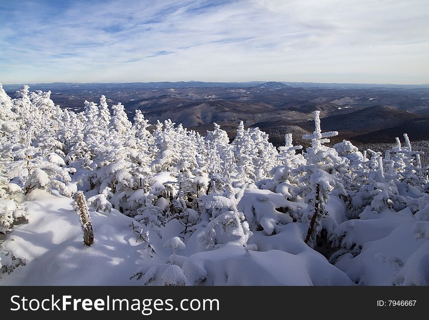 View of Vermont's Mountains in the Winter. View of Vermont's Mountains in the Winter