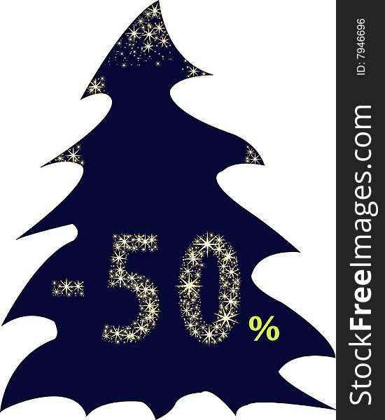 50% new year tree discount with plenty gold stars