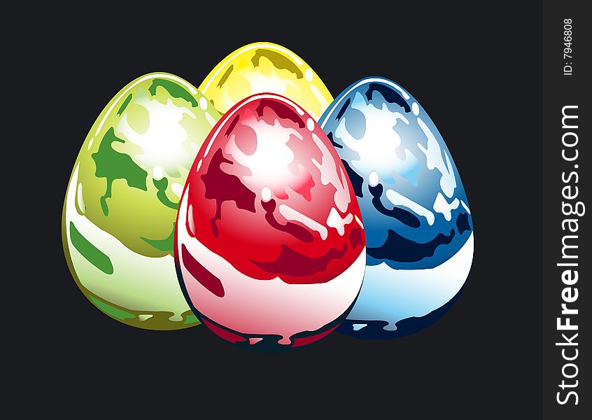 Four of Easter metallic eggs