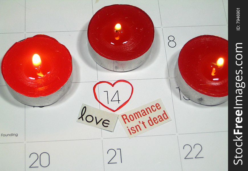 This is valentine's day marked on the calendar. This is valentine's day marked on the calendar.