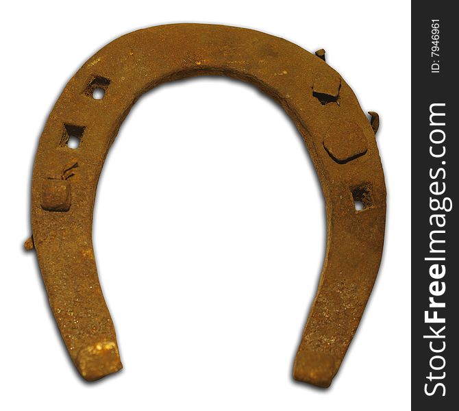 An old rusty isolated horseshoe