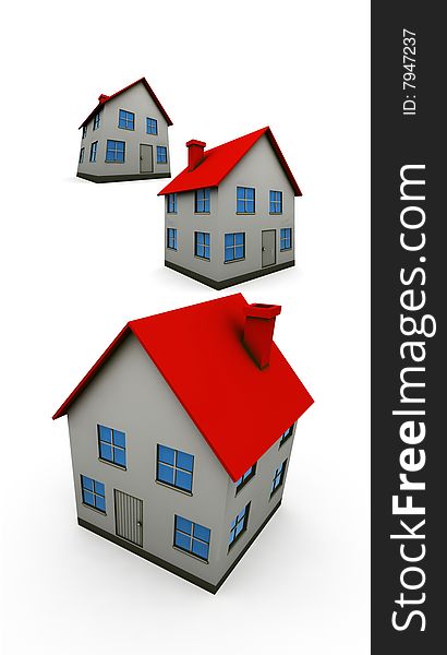 New houses - 3d render isolated illustration on white background