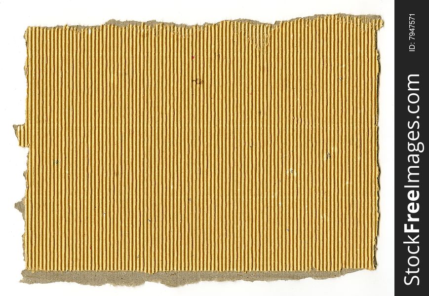 Torn section of natural corrugated craft card isolated on white. Torn section of natural corrugated craft card isolated on white.