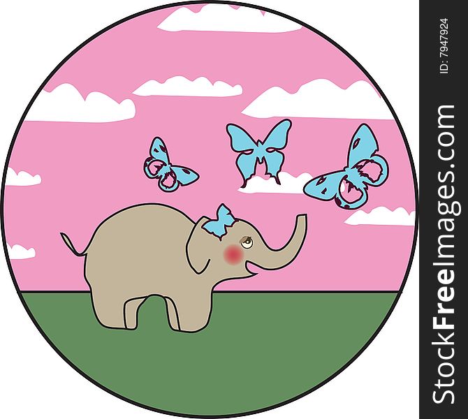 Elephant With Butterflies