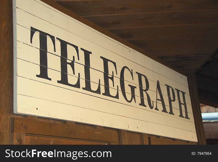 A Old telegraph sign close up