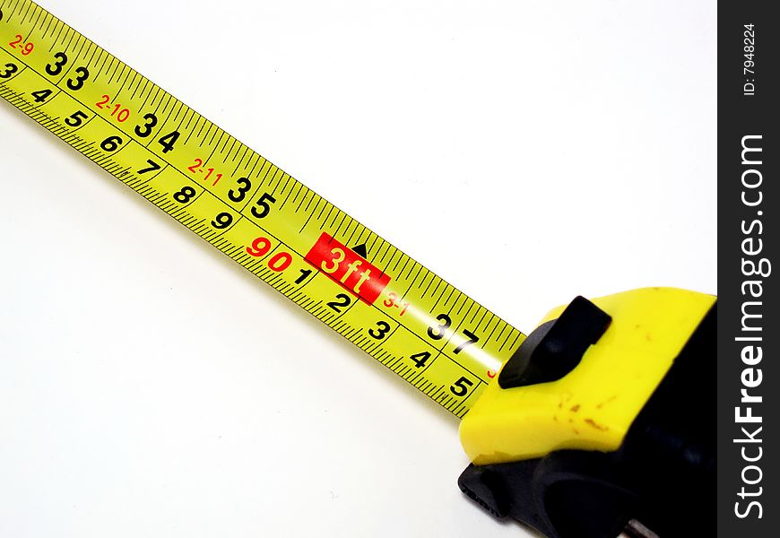 Tape measure measuring 3 Feet. Tape measure measuring 3 Feet.