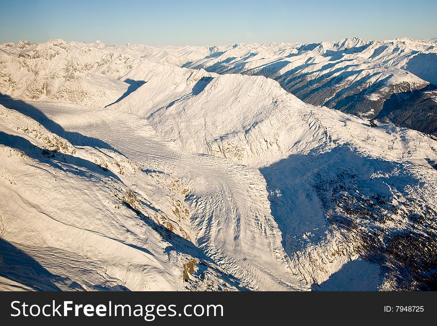 Aerial photograph of the Aletsch glacier with snow Valais Alps. Aerial photograph of the Aletsch glacier with snow Valais Alps.