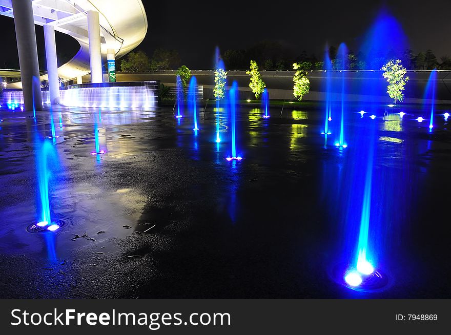 Blue fountains in the park. Blue fountains in the park