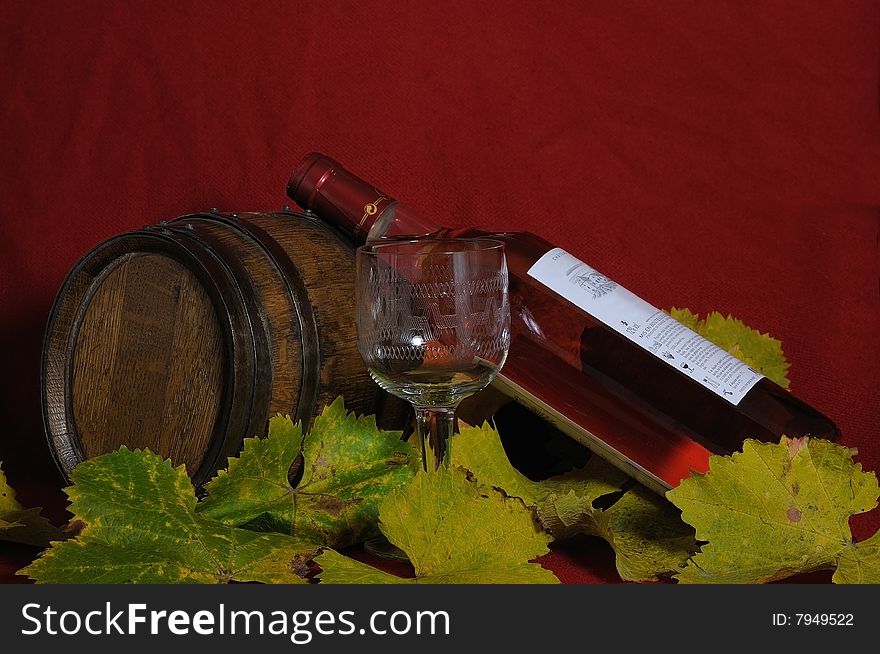 Wine tasting with vine leaves