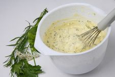 Cracked Eggs And Fresh Herbs In Bowls Stock Photography Cracked Eggs And Fresh Herbs In Bowls Stock Photography