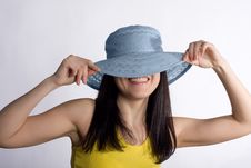 Girl In A Summer Hat Royalty Free Stock Photography Girl In A Summer Hat Royalty Free Stock Photography